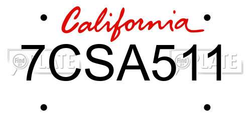 7CSA511 California License Plate