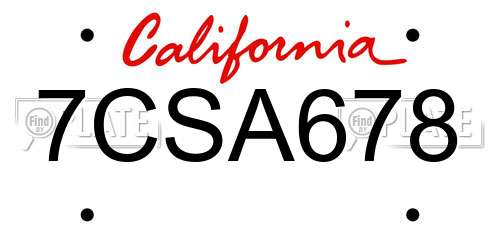 7CSA678 California License Plate