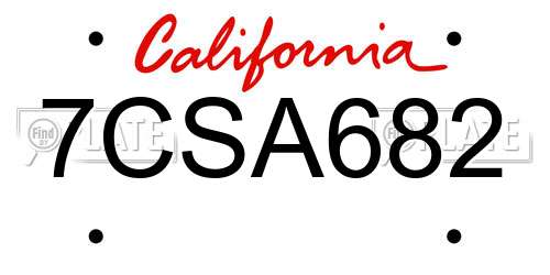 7CSA682 California License Plate