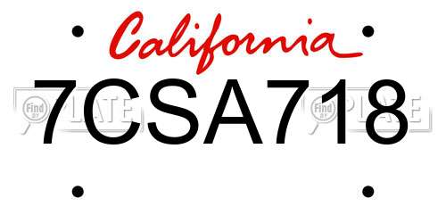 7CSA718 California License Plate