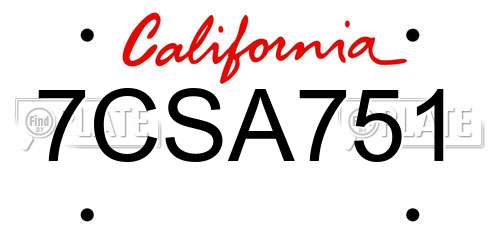 7CSA751 California License Plate