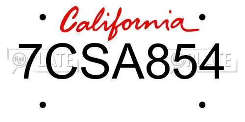 7CSA854 California License Plate