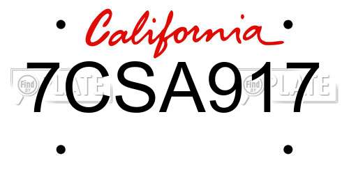 7CSA917 California License Plate