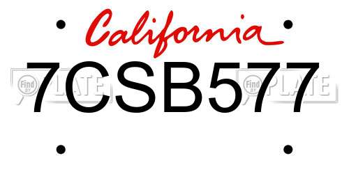 7CSB577 California License Plate