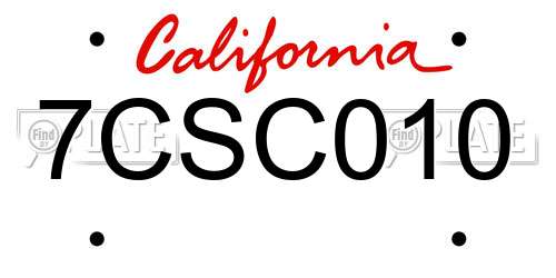 7CSC010 California License Plate