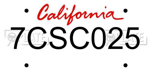 7CSC025 California License Plate