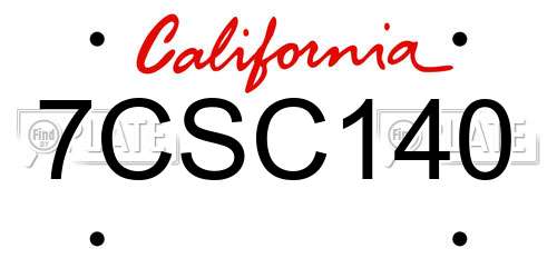 7CSC140 California License Plate