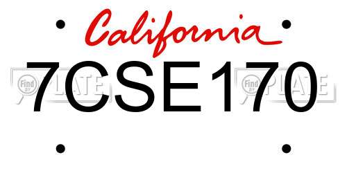 7CSE170 California License Plate