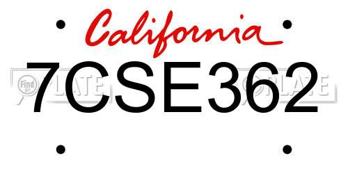7CSE362 California License Plate