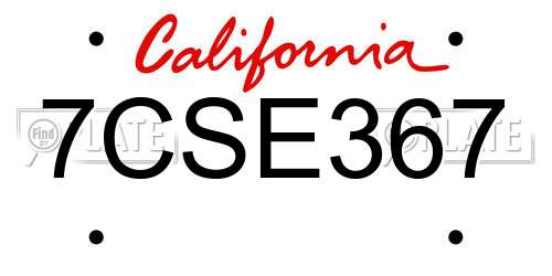 7CSE367 California License Plate