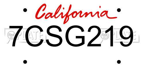 7CSG219 California License Plate