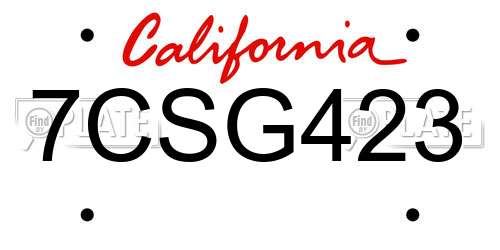 7CSG423 California License Plate