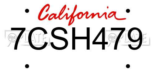 7CSH479 California License Plate