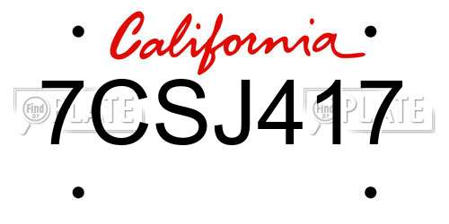 7CSJ417 California License Plate