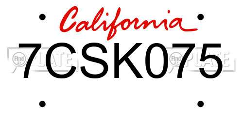 7CSK075 California License Plate