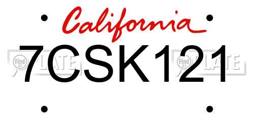 7CSK121 California License Plate