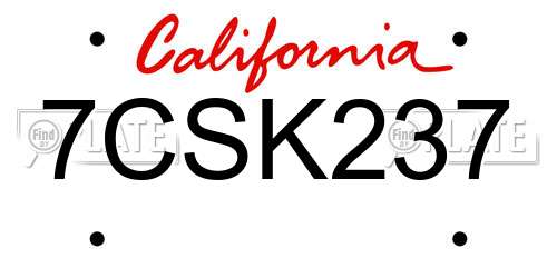 7CSK237 California License Plate