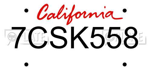 7CSK558 California License Plate