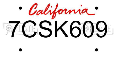 7CSK609 California License Plate