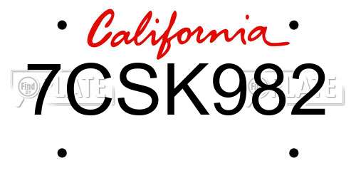 7CSK982 California License Plate