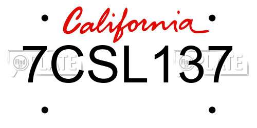 7CSL137 California License Plate