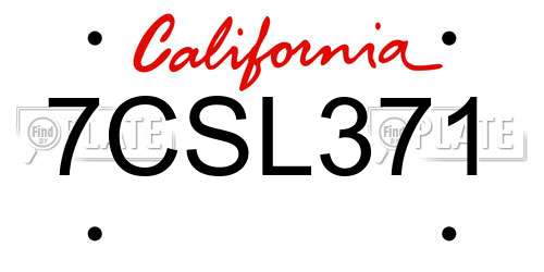 7CSL371 California License Plate