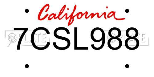 7CSL988 California License Plate