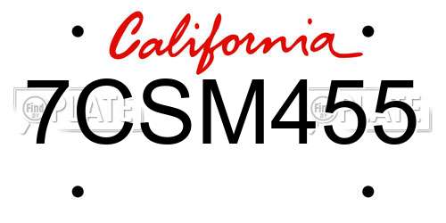 7CSM455 California License Plate