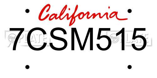 7CSM515 California License Plate