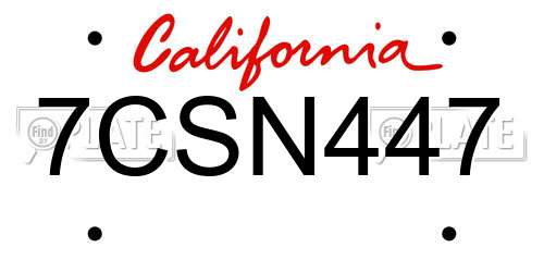 7CSN447 California License Plate