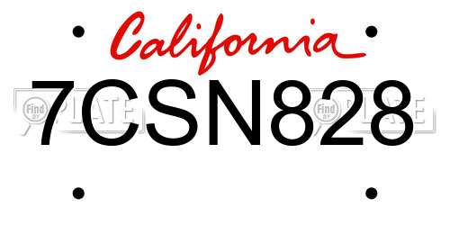 7CSN828 California License Plate