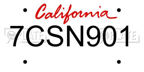 7CSN901 California License Plate