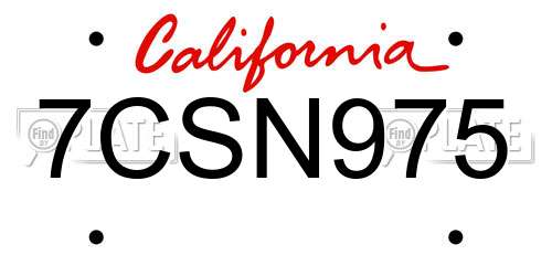 7CSN975 California License Plate