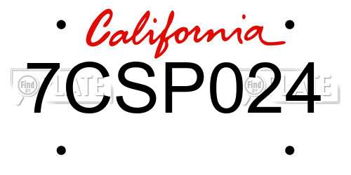 7CSP024 California License Plate