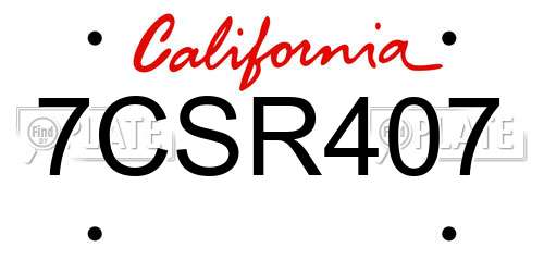 7CSR407 California License Plate