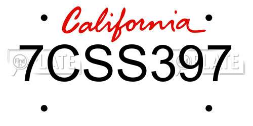 7CSS397 California License Plate