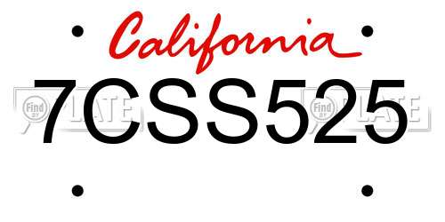 7CSS525 California License Plate