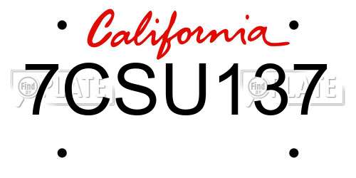7CSU137 California License Plate