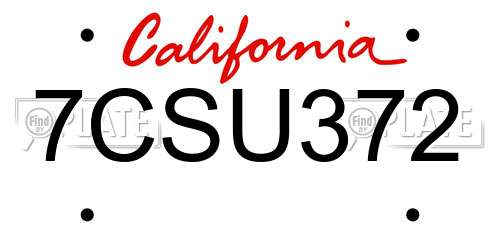 7CSU372 California License Plate