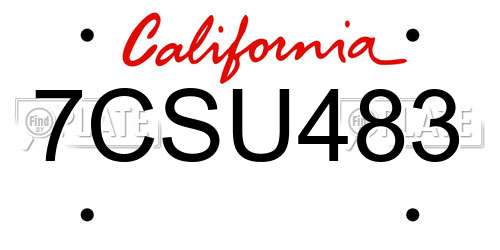 7CSU483 California License Plate