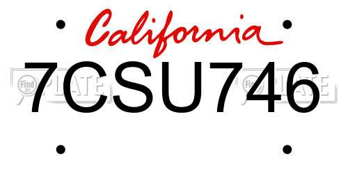 7CSU746 California License Plate
