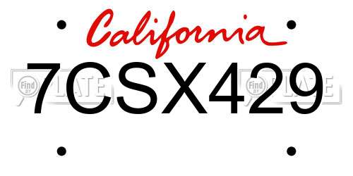 7CSX429 California License Plate