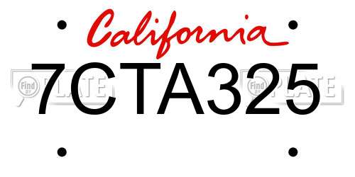 7CTA325 California License Plate