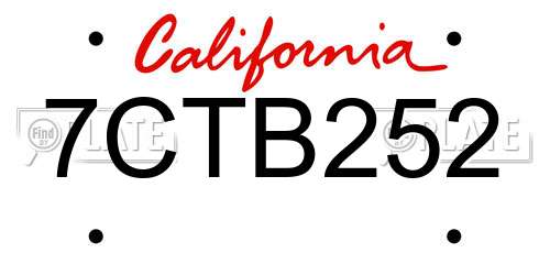 7CTB252 California License Plate