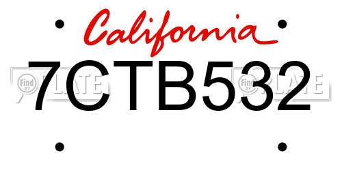 7CTB532 California License Plate