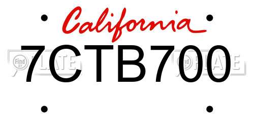 7CTB700 California License Plate
