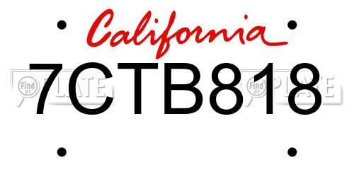 7CTB818 California License Plate