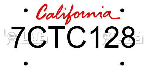 7CTC128 California License Plate