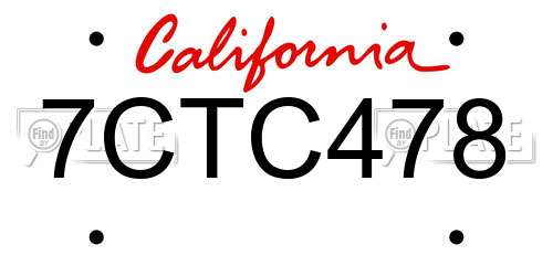 7CTC478 California License Plate