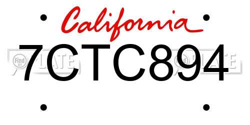 7CTC894 California License Plate